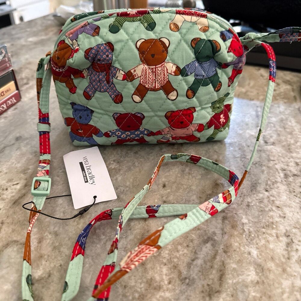 Vera Bradley Nwt Camera Crossbody Bag Toasty Teddies